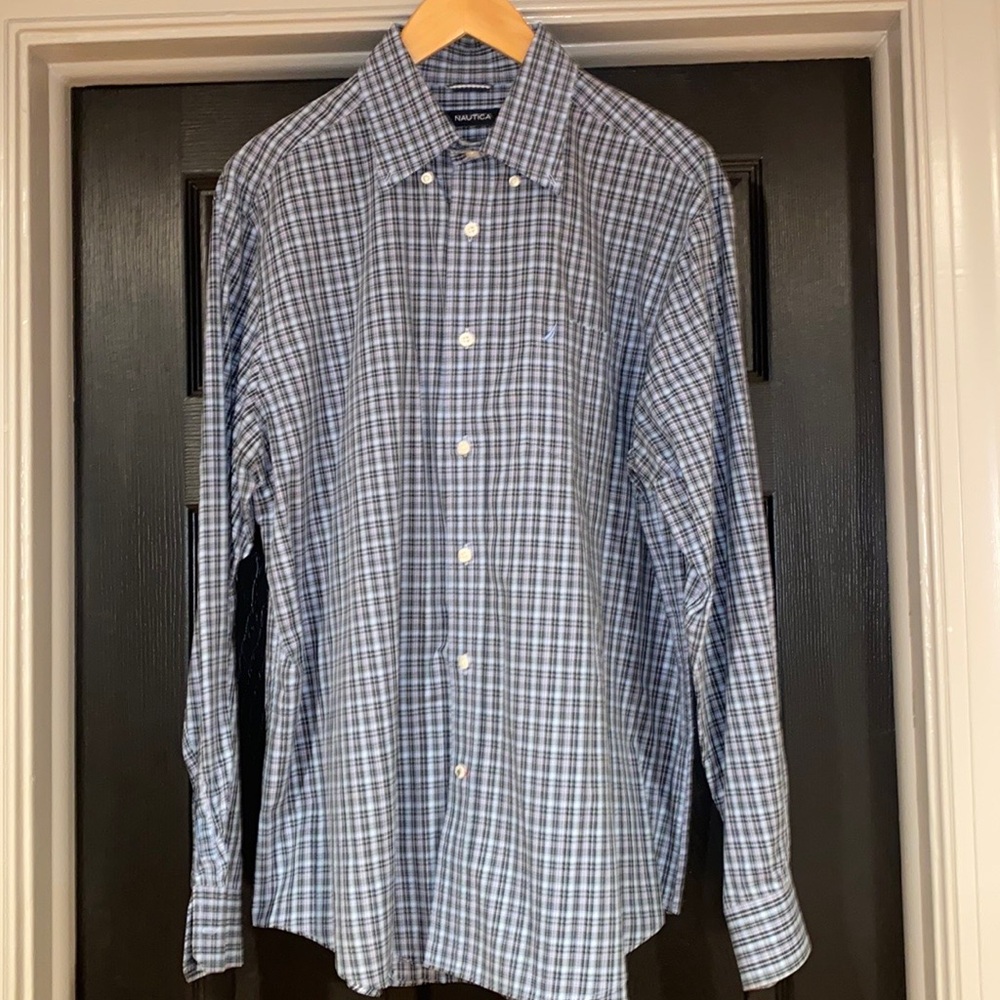 Nautica Button-down Plaid Long Sleeve Shirt Sz. Large